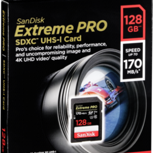 SanDisk 128GB Extreme Pro SDXC UHS-I U3, V30, 4KUHD 170 MB/S Card