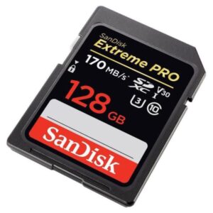 SanDisk 128GB Extreme Pro SDXC UHS-I U3, V30, 4KUHD 170 MB/S Card